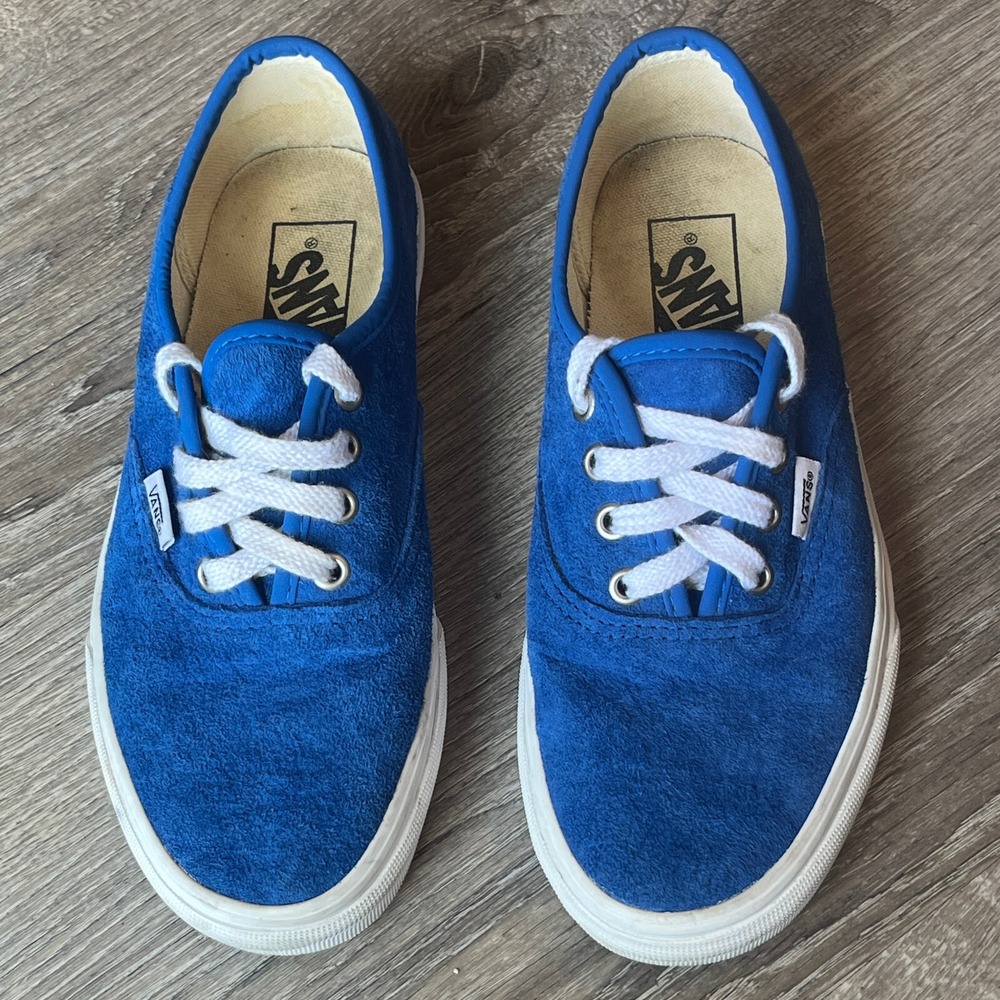 Vans Authentic Blue Suede Shoes Leather Scotchgard Womens 7